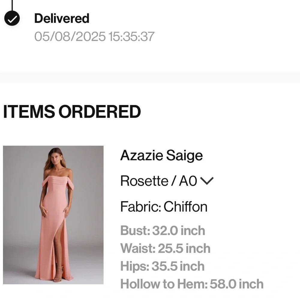 Azazie Saige Rosette Chiffon Gown - Picture 12 of 12
